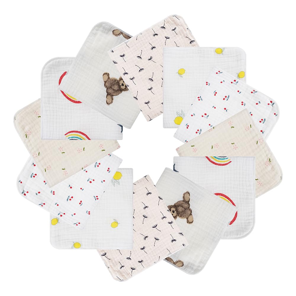 Gauze handkerchiefs for double layered set of quick for birth gifts babies, handkerchiefs, bibs, 100% cotton, gauze, 12, 3030cm, thin, drying,