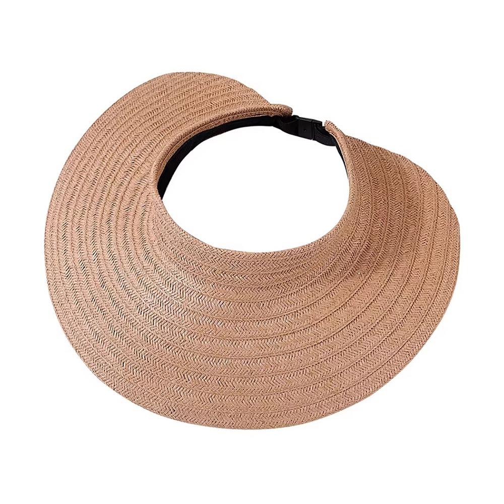 Empty Top Straw Visor Hat UV Protection Foldable Visor Hat Trendy Beach Visor Hat  Summer Outdoor