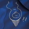 Exaggerated Rhinestone Claw Chain Tassel Necklace & Bride Jewelry Set