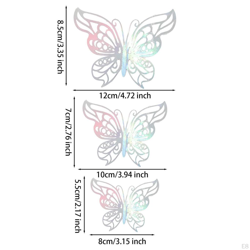 12 Count 3D Hollow Butterfly Wall Stickers for Event Decoration in Multiple Sizes