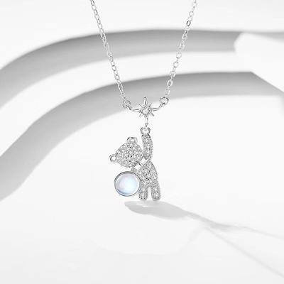 925 Sterling Silver Bear Star Charm Pendent Necklace For Women Girls Party  Jewelry Choker Collar Chains Necklace