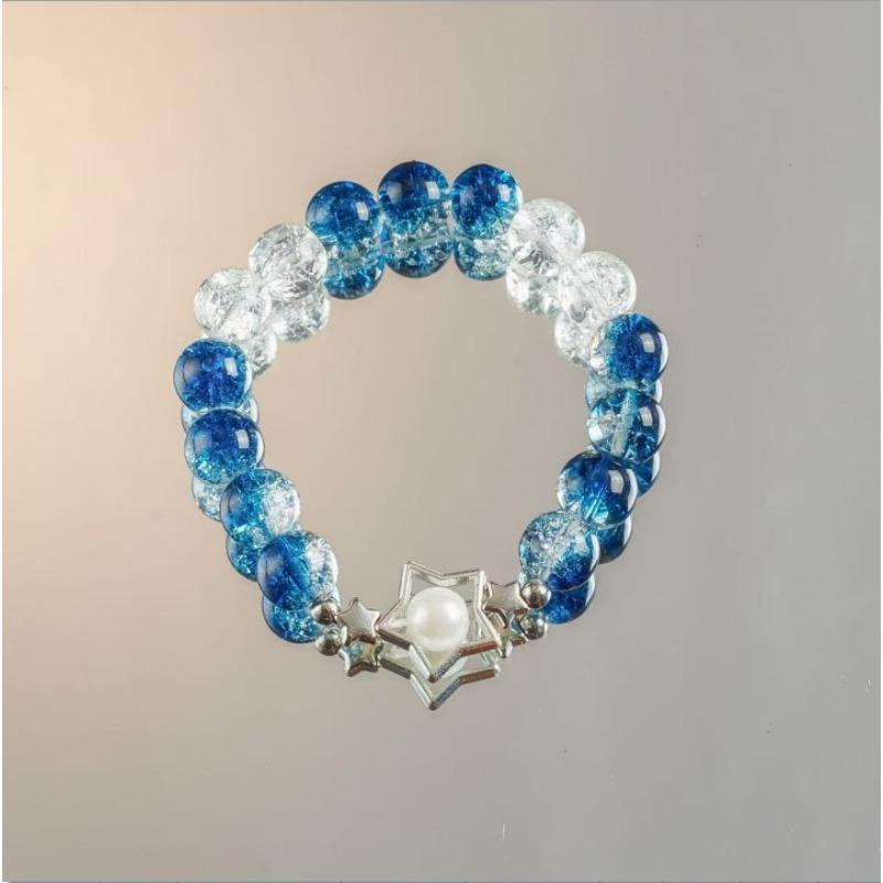 Moana deep sea blue bracelet, original gradual change niche blue sea fishtail starfish glazed bracelet