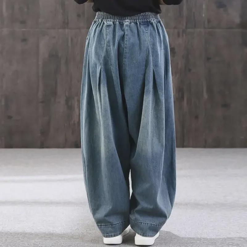 Women's Loose Fit Harem Jeans - Large Size Versatile Casual Bloomers for Spring & Autumn 2024