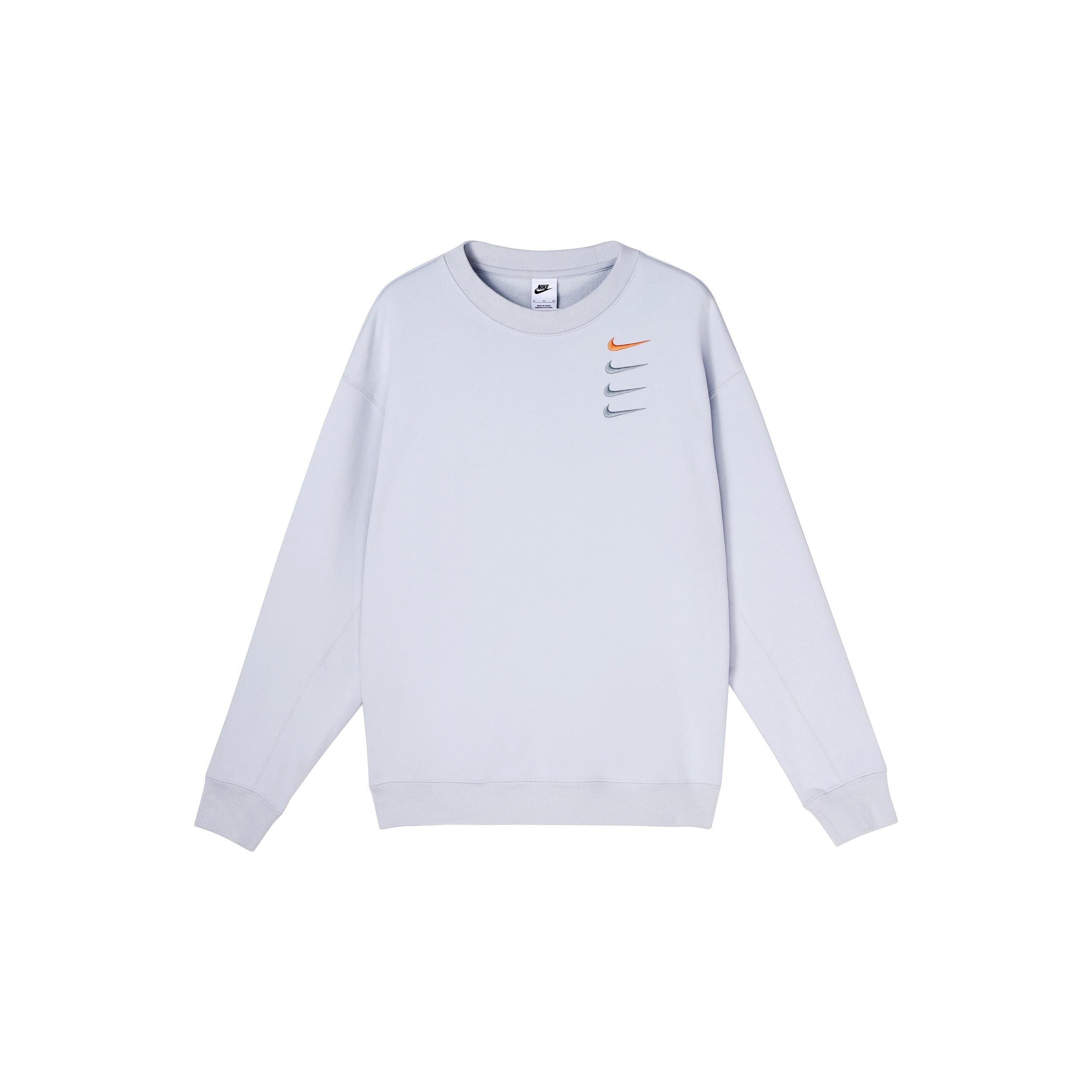 Men s Nike French Terry Swoosh 4 Embroidered Round Neck Sports Pullover Autumn White Gold Color DB9408-043 XL