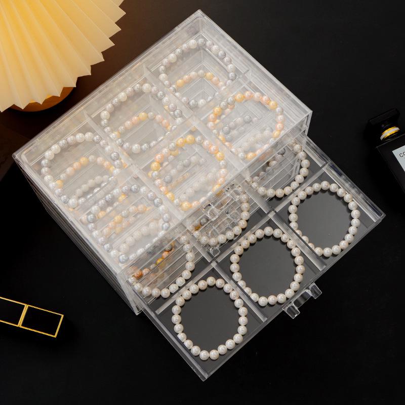 Transparent Grid Jewelry Storage Box: Dustproof Organizer for Bracelets, Necklaces, Earrings, and Ornaments