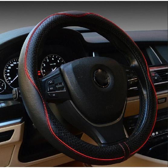 Universal 38cm Car Steering Wheel Cover Leather Braid For Steering Wheel Cowhide Car Steering Wheel Wrap