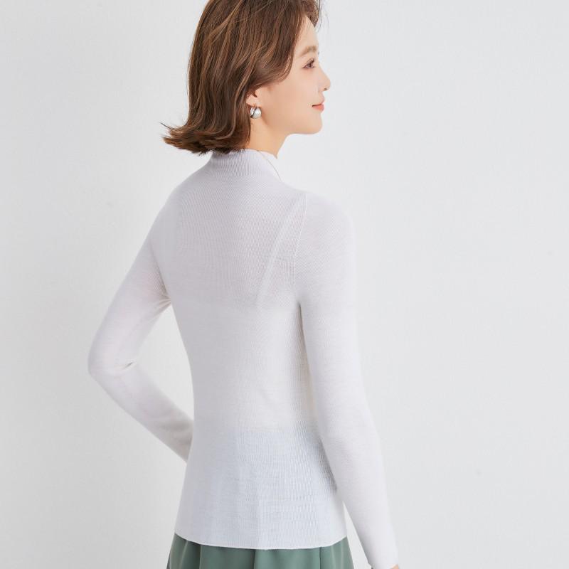 Yangtze Yarn Women's Slim Fit Half-High Neck Wool Sweater - Spring/Autumn Style Pullover