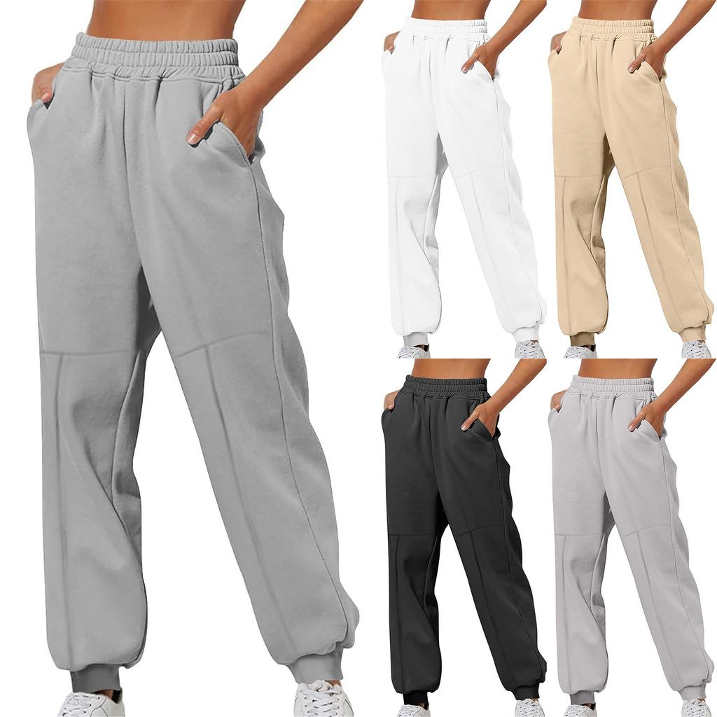 Women's Winter Sweatpants Color Casual Pants Women's Fleece Sweatpants Wide Leg Straight Pants