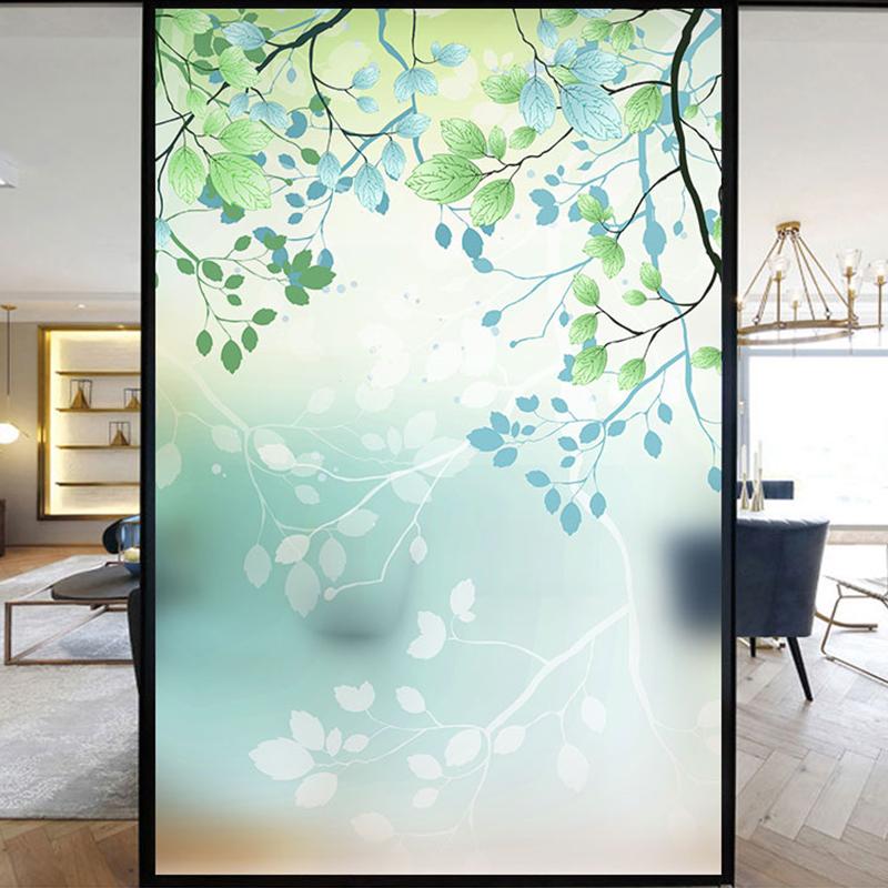 

Пленка для окон в пасторальном стиле с цветочным узором Виниловая пленка для стекла Статическая защита конфиденциальности Наклейки на витражное стекло Офис Домашний декор 40x90cm