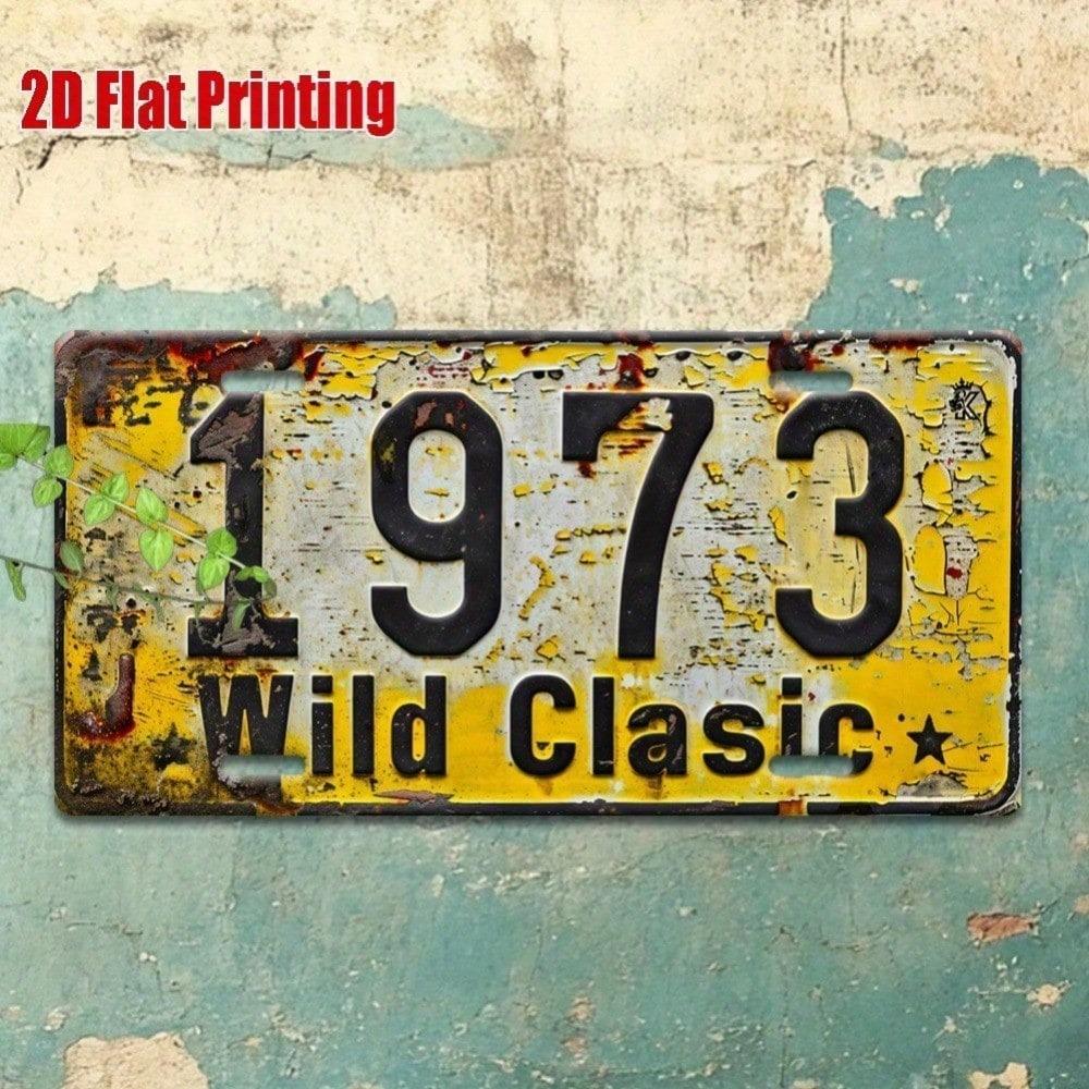 Vintage 1973 Classic Metal License Plate Wall Art 11.8x5.9 Inches Rustic Aluminum Sign for Garage Man Cave Retro Outdoor Decor