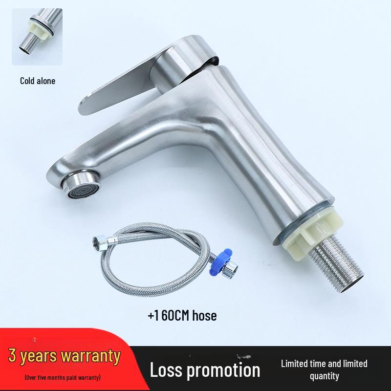 304 Stainless Steel Tall Single Cold Bathroom Faucet