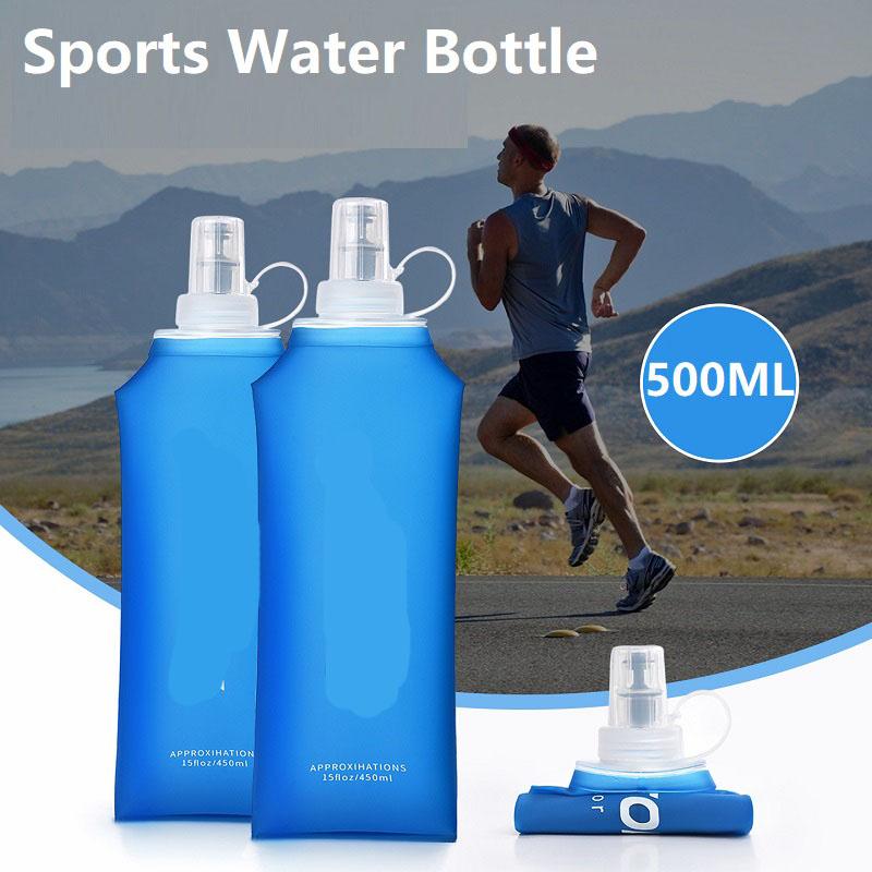Laufflasche 500ml Weichflasche Silikon-Wasserflasche TPU Faltbare Weichflasche Sport-Wasserflasche Laufen Camping Wandern