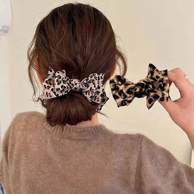 1pc Vintage Leopard Print Bow Premium Hair Grab Hair Accessory Is Suitable for Women To Wear