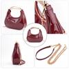 Retro Red Patent Leather Shoulder Bag Women's Metal-handled Handbag Designer Crescent-shaped Bag New Stylish Chain Crossbody Bag