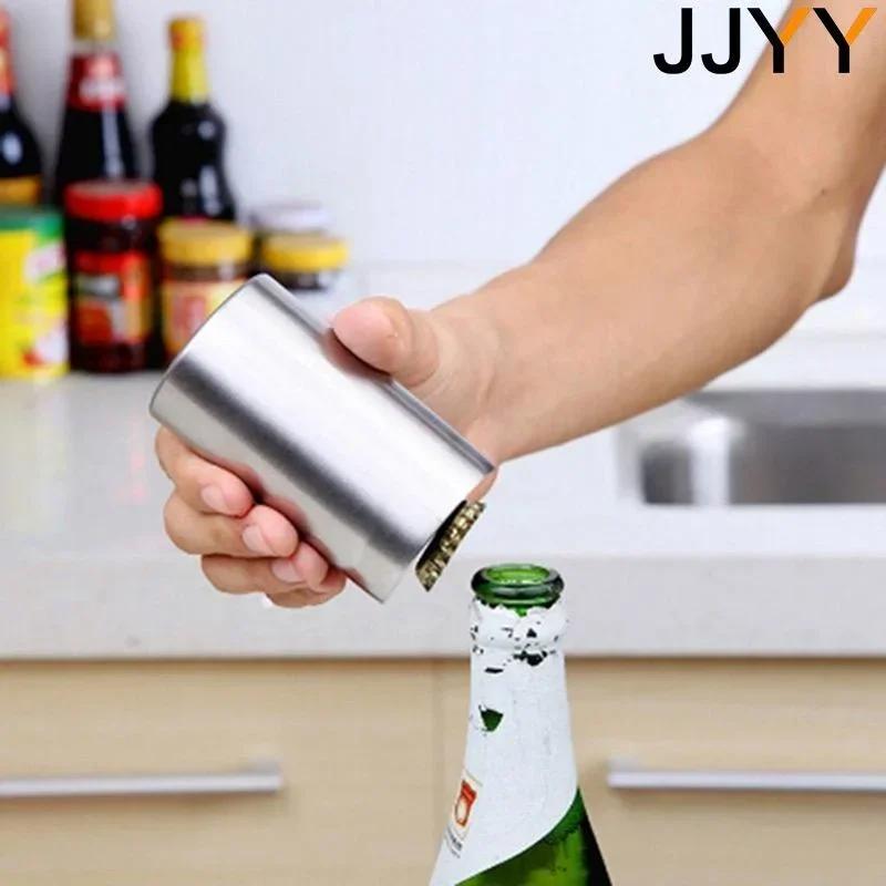 JJYY Stainless Steel Automatic Bottle Opener, Non-marking Press Bottle Opener, Wine Beer Soda Bottle Opener, Kitchen Tool