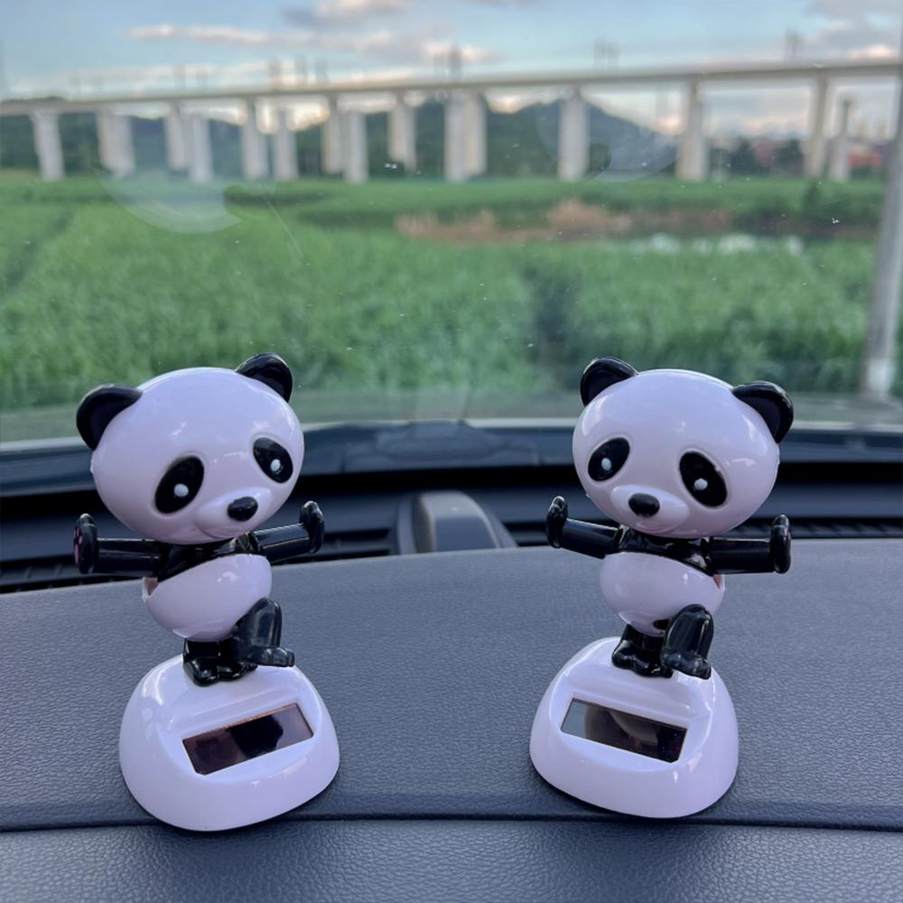 Panda Bobblehead Car Decor - Cute Nodding Panda Dashboard Ornament, Fun Home & Office Desk Decoration