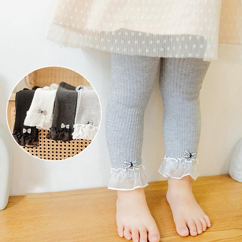 Toddler Girls Lace Bow Decoration Legging