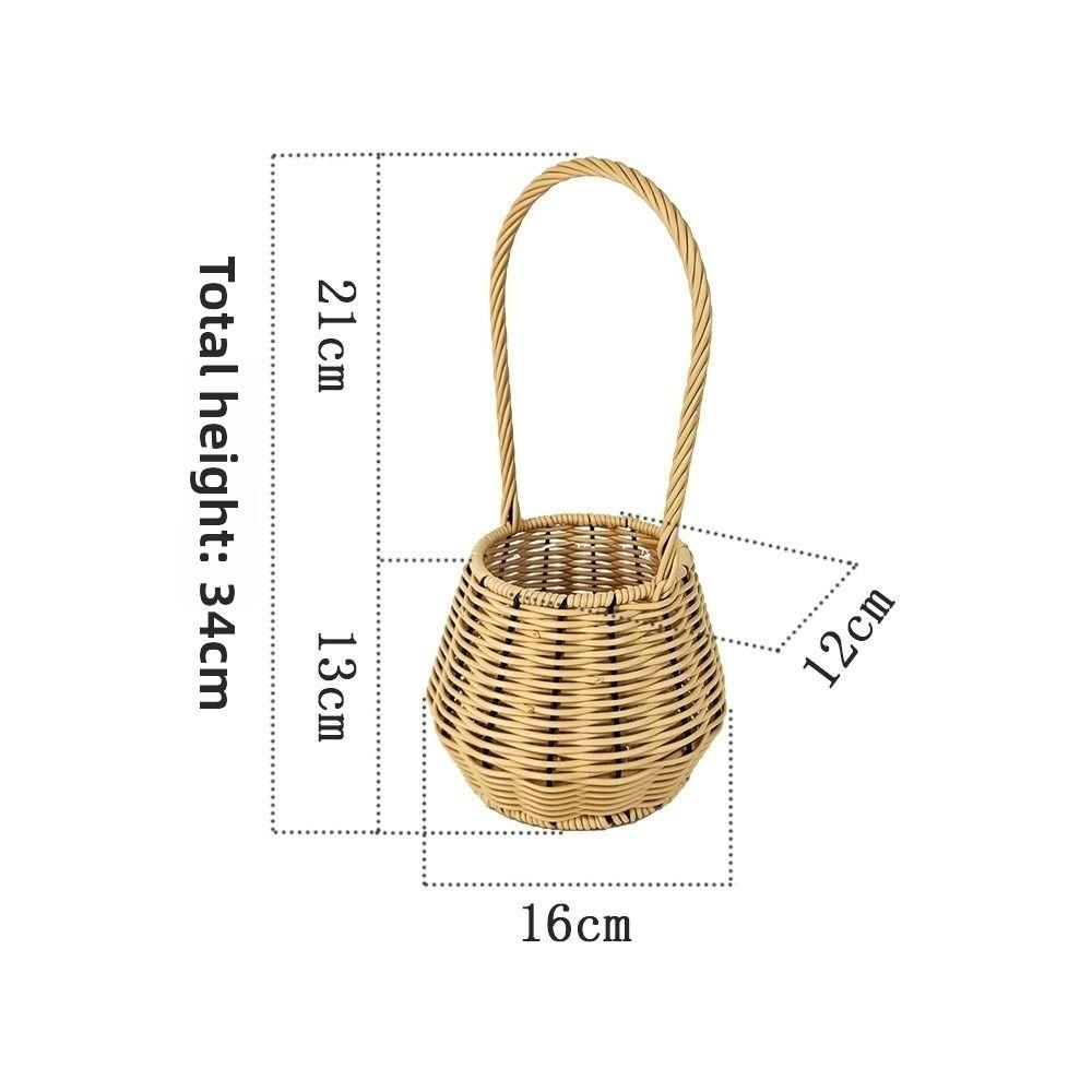 With Handle Imitation Rattan Handhold Handwoven Household Braid Storage Baskets 7 Styles Weaving Flower Basket