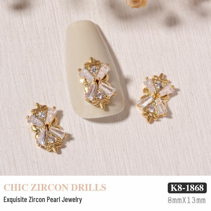 Luxurious Zircon Diamond Bow Nail Art Decorations - Japanese Style