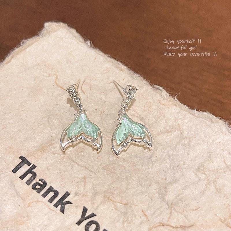 

Серьги-иглы из серебра 925 пробы с цирконами в форме рыбьего хвоста — элегантный и модный роскошный лесной стиль A1656 серебряный