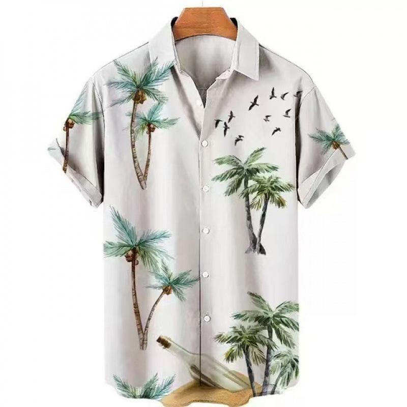 New summer casual hot sale D printing short-sleeved shirt Hawaiian shirt men's vacation seaside source