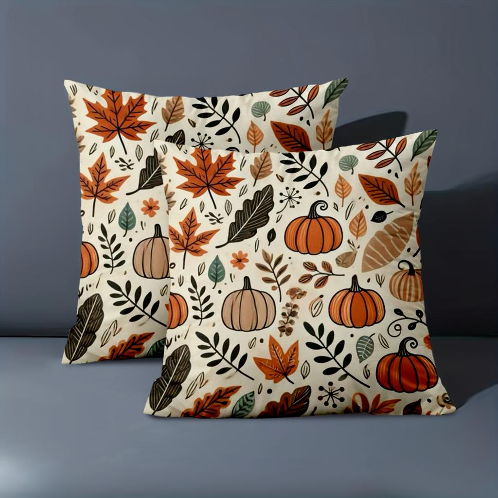 1 Pieces Autumn Leaves And Pumpkins Patterned Throw Pillows Polyester pillowcase, sofa decorative cushion cov Headboard Pillow