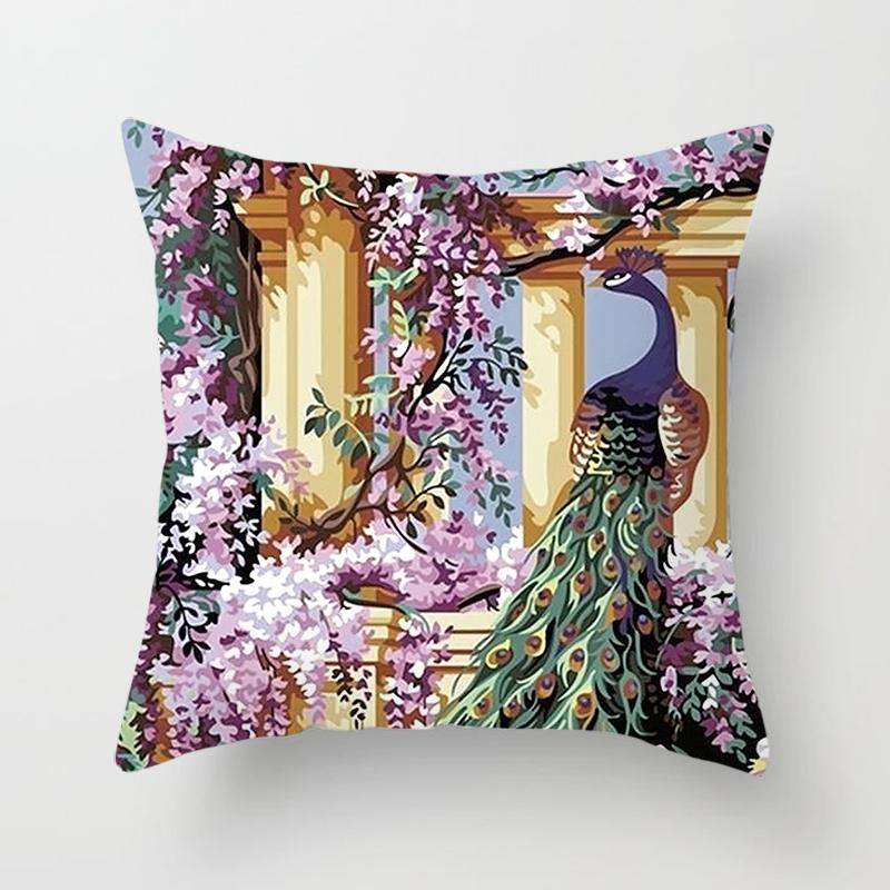 Peacock Print Pillow Decoration Home Car Sofa Cushion Cover Bed Animal
