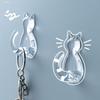 2pcs Cats Shaped Wall Mount Hooks with Strong Adhesive Backing Space Efficient Vertical Storage Hook For Keys Hats
