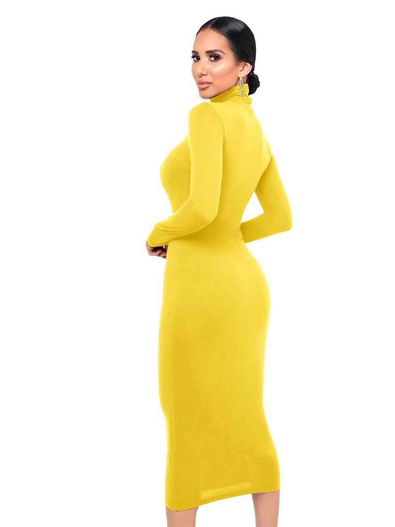 Jesienno-zimowa sukienka bodycon z polaru z wysokim dekoltem: Seksowny, Dopasowany krój