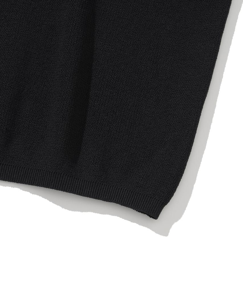 TEJIDO Coolever Cuello Henley Manga Corta Tejido Negro