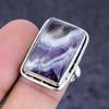 Chevron Amethyst Gemstone 925 Sterling Silver Jewelry Ring Size 7.5