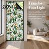Electrostatic Window Sticker Stained Glass Privacy Film, Flower Wall Decals, UV Blocking Tearable Reusable Cling Floral Stickers for Bedroom
