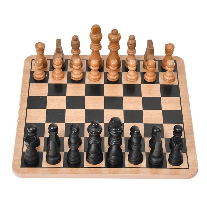 

Chess Checkers And Chessboard Set Double-sided Wooden Chessboard Educational And Educational Toy