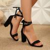 Women High Heels Sandals Fashion Square Low Elegant Dress High Heels Shoes Ladies 2026 New Summer Sandals Outdoor Casual Slides