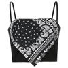 Canotta da donna con stampa paisley stile street, vestibilità aderente, top corto estivo
