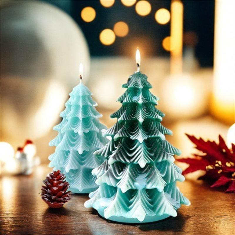 3D Christmas Tree Elk Relief Cylinder Candle Silicone Mold Merry Christmas Letter Snowflake Cylinder Candle Molds Christmas Gift