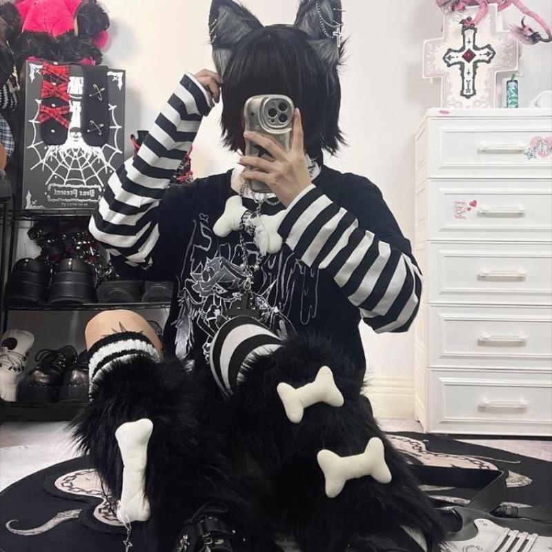 2KWEIRD Harajuku Woman Tshirts Shirts for Women Japanese Tees Ropa Mujer Patchwork Striped Casual Punk Y2k T-Shirt Oversized Tops