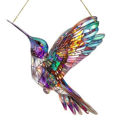 Gorgeous Hummingbird Sun Catcher Acrylic Stained Glass Hanging Decor for All Seasons Perfect Home Garden Decorations