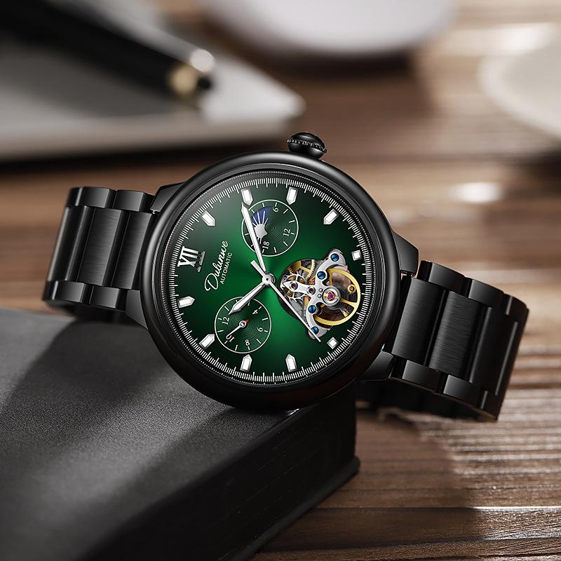 Men Mechanical Wristwatches 3ATM Waterproof Automatic Watch Moon Phase Tourbillon Sports Watch