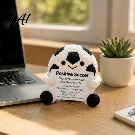 Cute Knitted Ornament for Athletes Positive Sports Ball Plush Emotional Support Doll