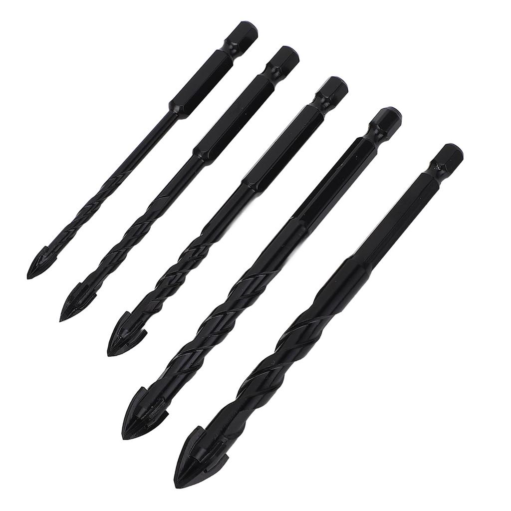 5PCS Set Masonry Drill Bits Cemented Carbide 1/4 Inch Hex Shank Professional Concrete Drill Bits Type 1/2