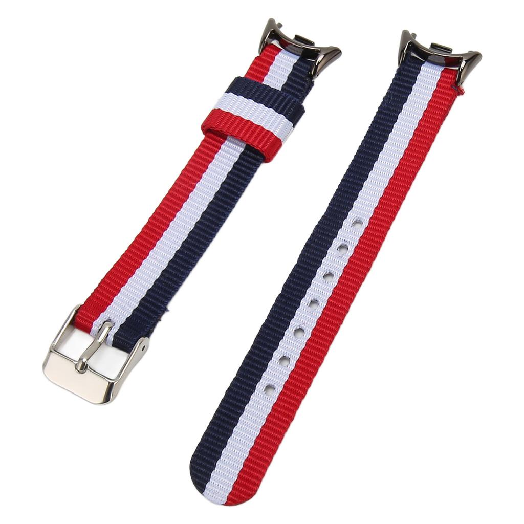 Sport Strap Canvas Sport Band Adjustable Vintage Watch Strap Compatible for Mi Band 8 3 Stripes
