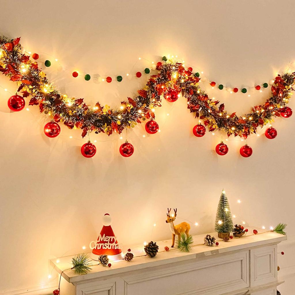 Christmas Tinsel Garland for Tree Ornaments and Wall Decor