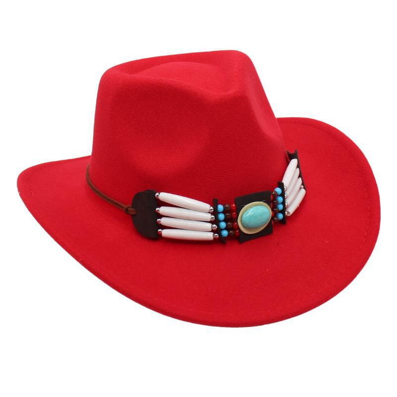 Ethnic Style Western Cowboy Hat Curled Tweed Hat Tibetan Top Hat