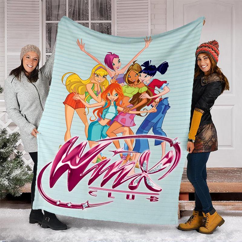 1pc W-Winx Club Theme Blanket - Digital Print, Polyester, Cozy for All Seasons, Perfect for Outdoor, and Travel