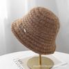 New hollow knitted basin hat foldable bucket hat big head circumference windproof warm face small bucket hat tide