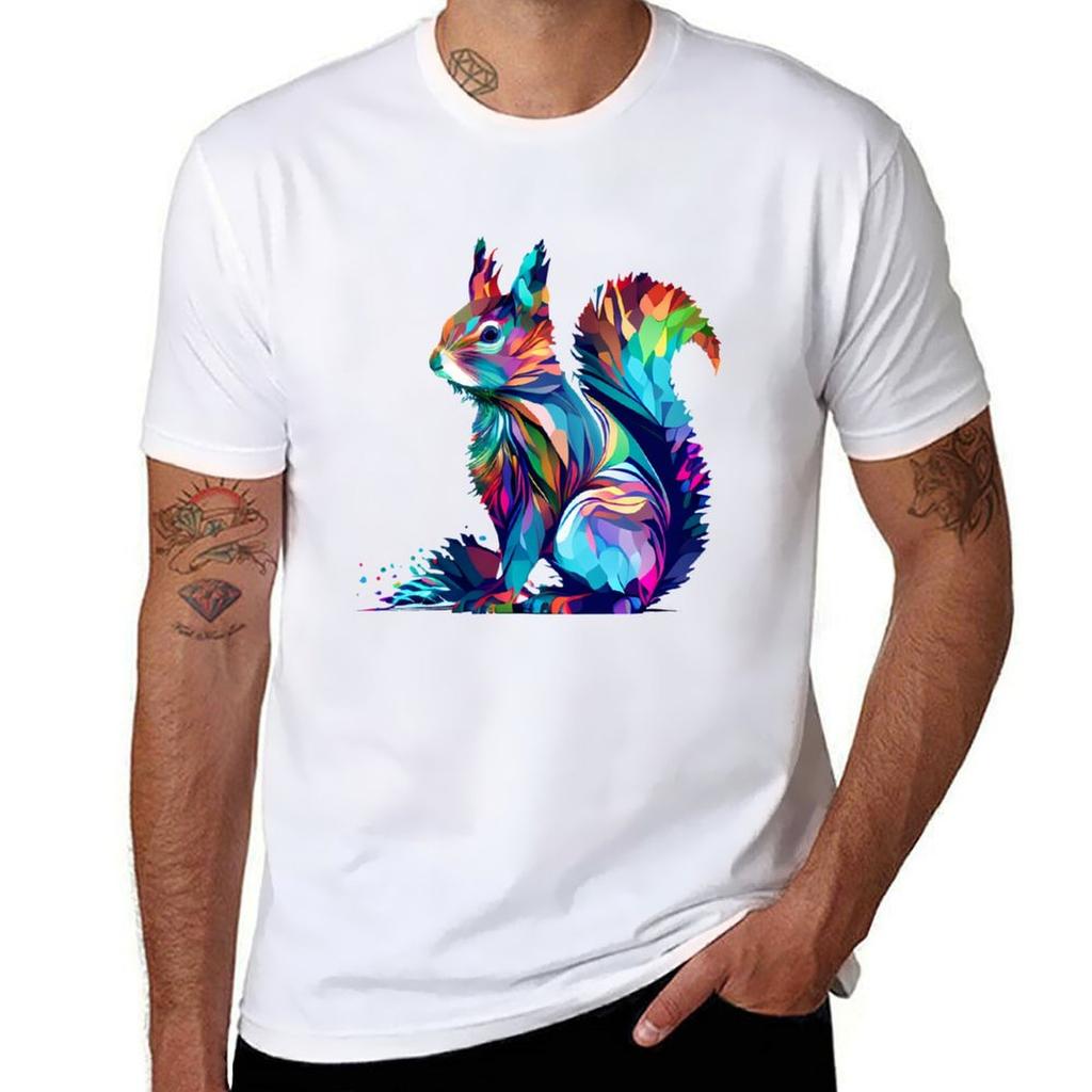 Trippy Squirrel TShirt Simple Line Art Print Tee