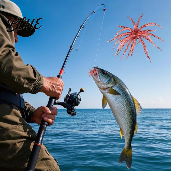 Saltwater Fishing Lure 4Pcs 6CM/1.9G 10.5CM/4G Soft Sea Urchin with Swimming Skirts Artificial Bass Tentacle Creature Bait Freshwater Trout