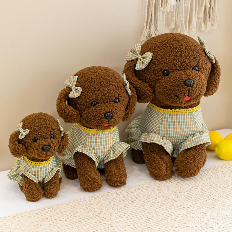 Adorable Dog Teddy With Dress Plush Toy Animal Stuffed Doll Kids Decoration Gift