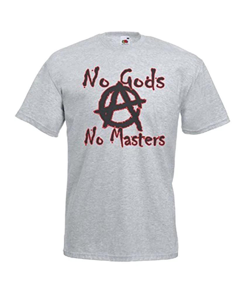 Mens No Gods No Masters Human Equality Anarchy Unisex Grey T-Shirt S